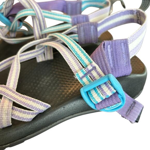 Chaco Sandals Size 4 ZX/1 EcoTread Sandal Big Kid Vary Purple Rose Double Strap - Picture 7 of 10